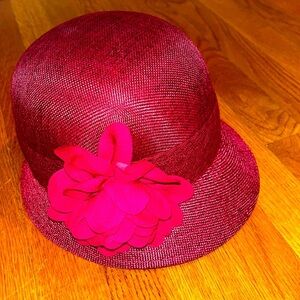 Angela & William ladies flapper style hat, burgundy with floral